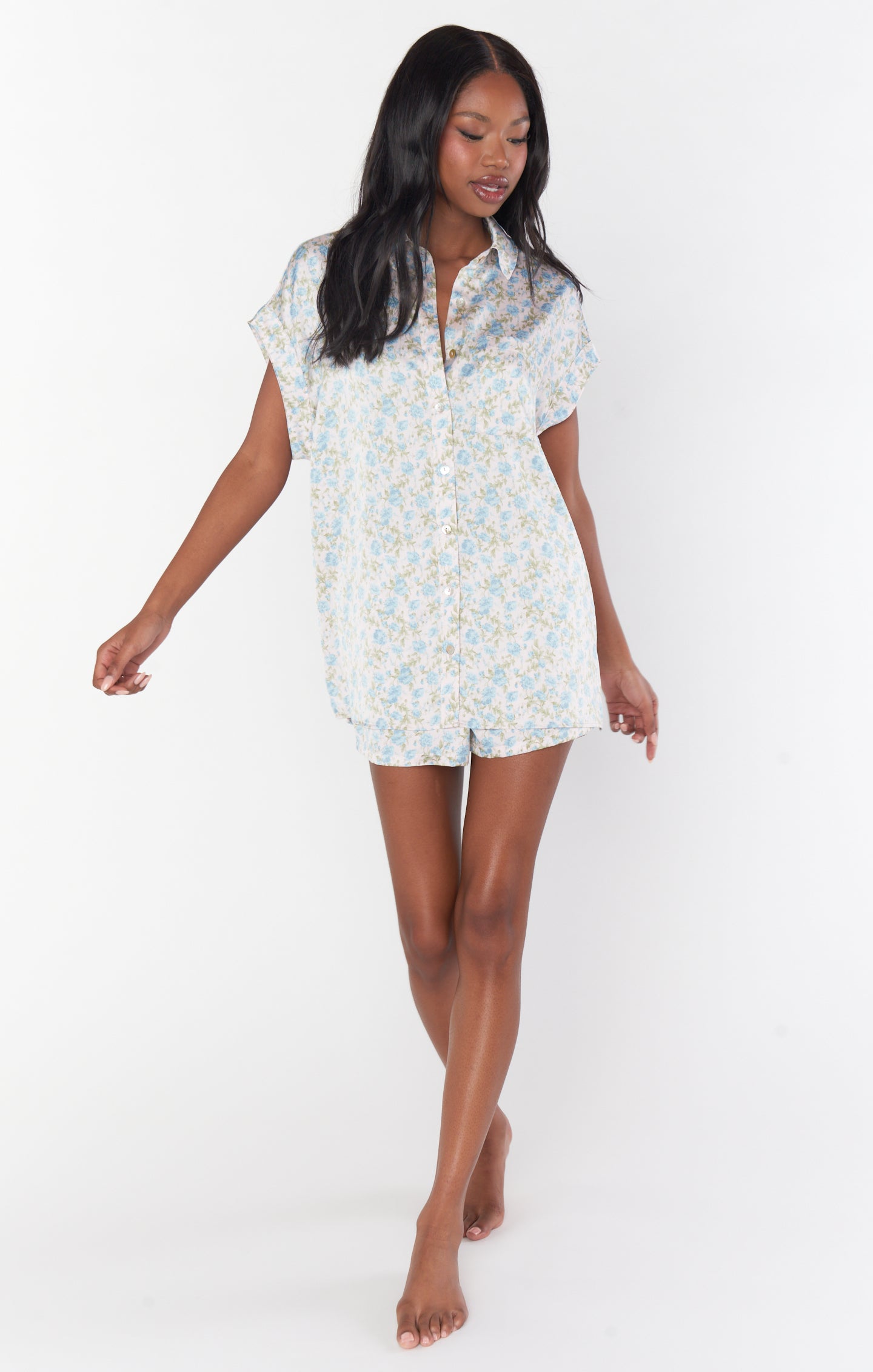 Best Day Button Up ~ Charming Rose Luxe Satin – Mumu