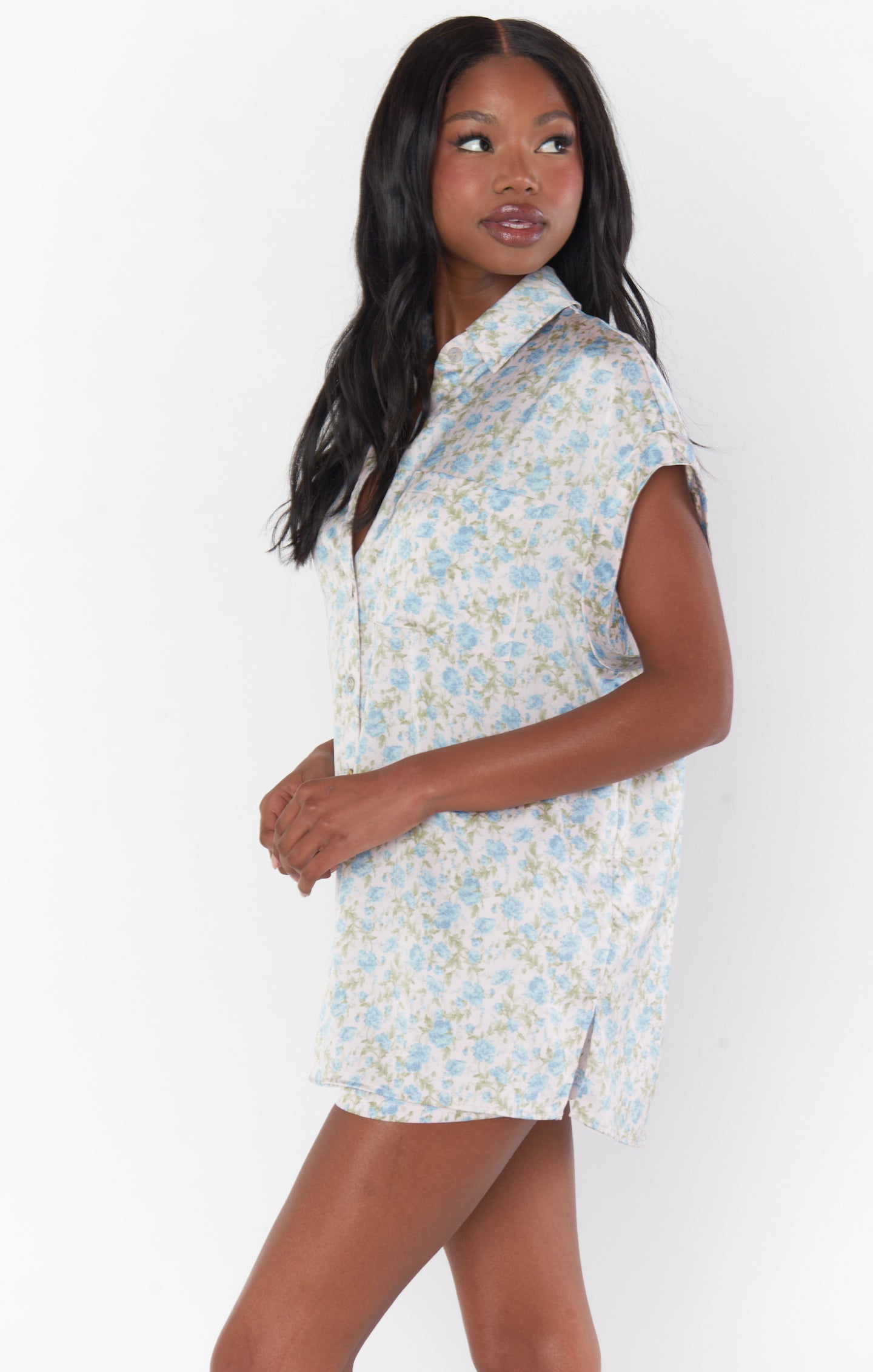Best Day Button Up ~ Charming Rose Luxe Satin – Mumu