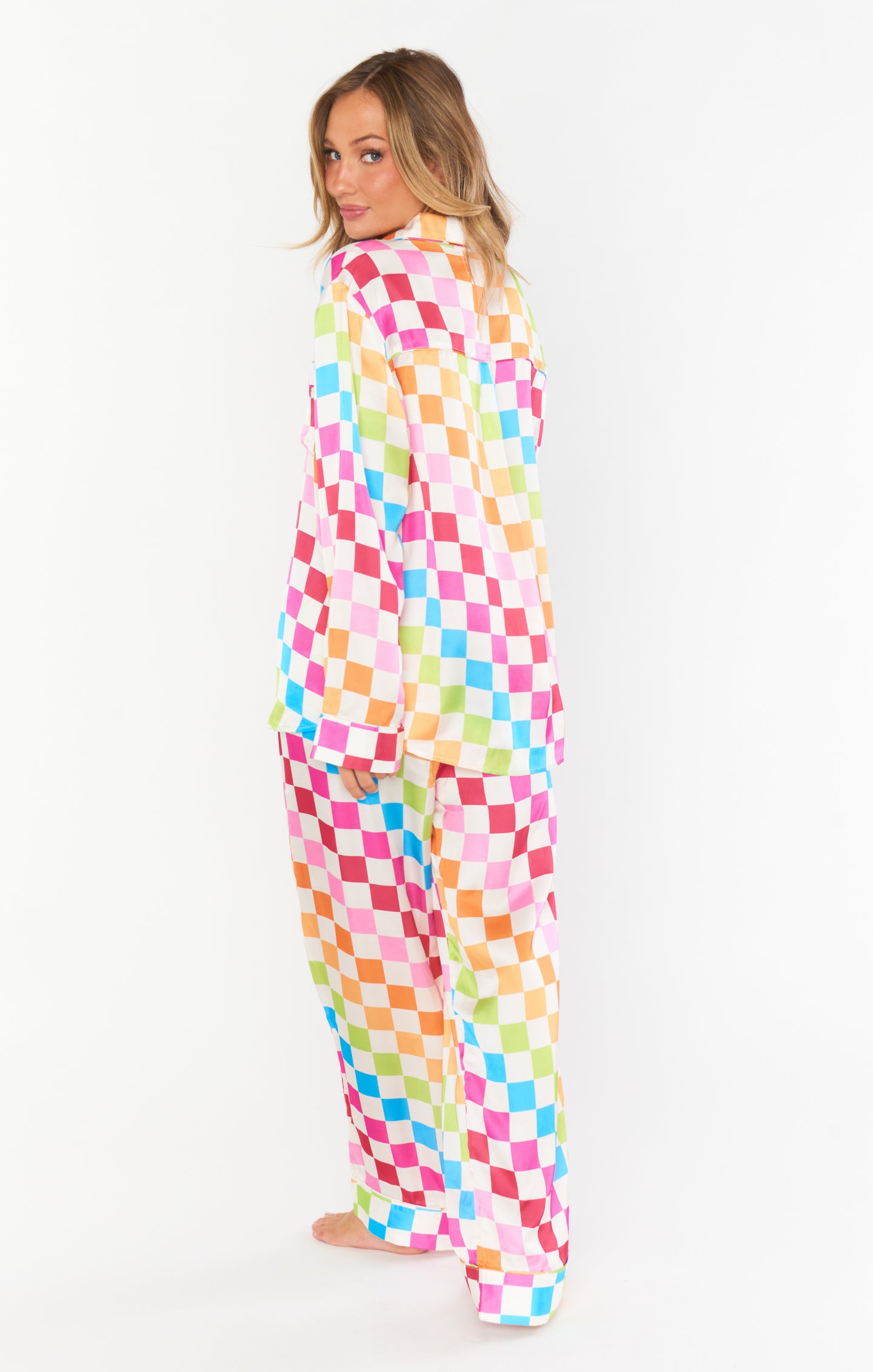 Classic PJ Set ~ Multi Checker Silky – Mumu