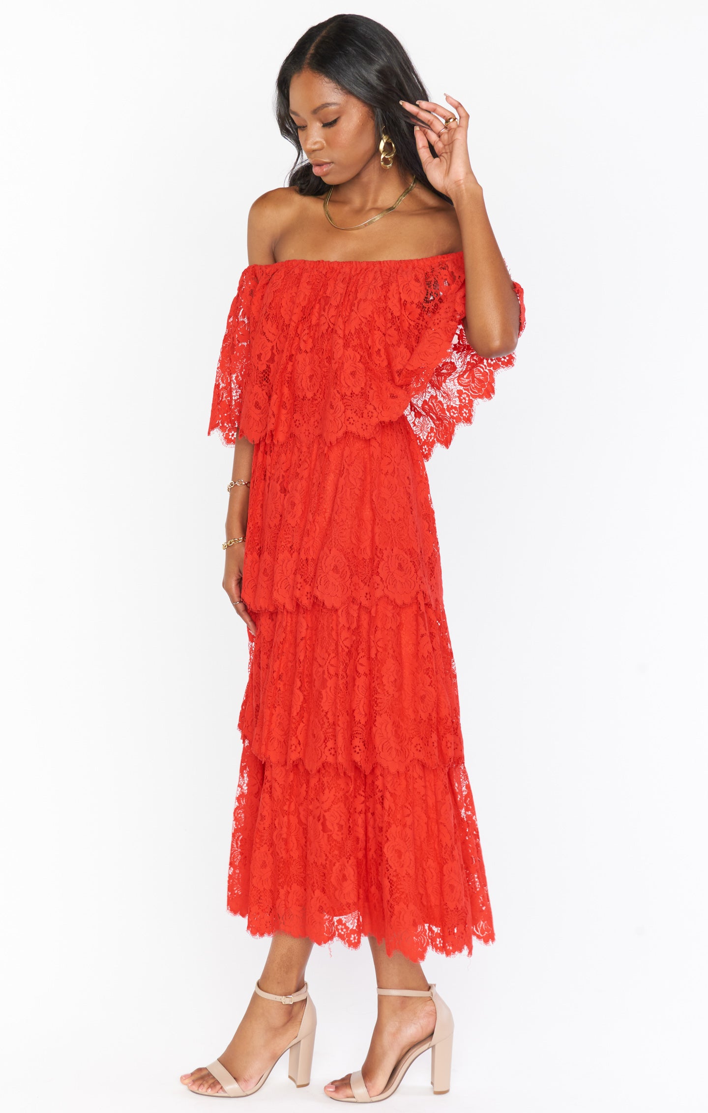 Lana Midi Dress ~ Red Spring Fling Lace – Mumu