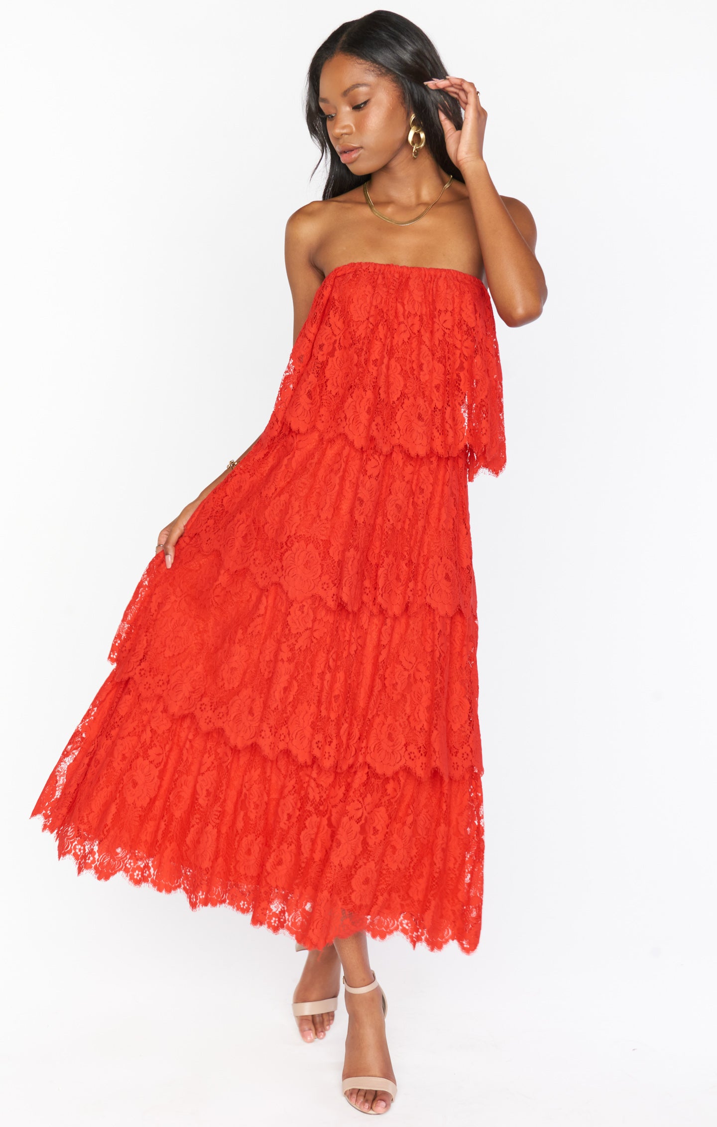 Lana Midi Dress ~ Red Spring Fling Lace – Mumu